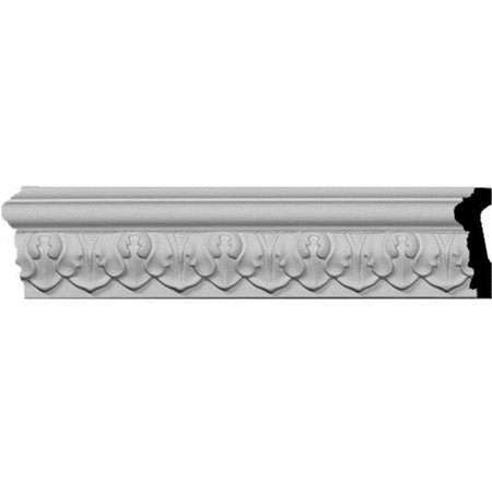 DWELLINGDESIGNS 1.88 in. H x .75 in. P x 96 in. L Blackthorne Acanthus Leaf Chair Rail Moulding DW639024